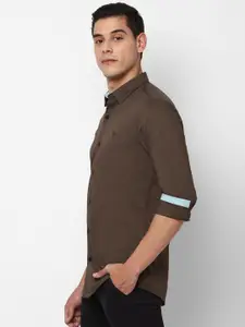 Allen Solly Men Brown Slim Fit Self Design Casual Shirt