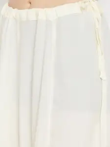 Clora Creation Women Cream-Coloured Embellished Flared Maxi Skirt