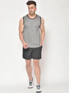 CHKOKKO Men Grey Solid Dry Fit Round Neck T-shirt