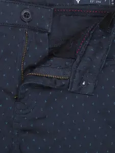 Allen Solly Junior Boys Navy Blue Regular Fit Printed Regular Trousers