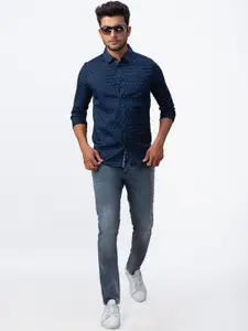 SPYKAR Men Blue Slim Fit Printed Casual Shirt