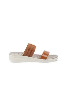 Mochi Women Brown Textured Comfort Heels