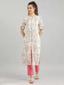 Aurelia Women Off White Woven Design kurta