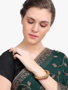 Adwitiya Collection Set of 2 24K Gold-Plated Pink & Green Stone-Studded Handcrafted Bangles