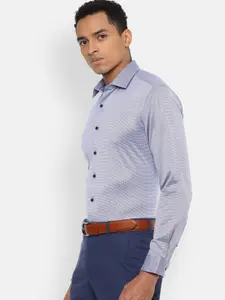 Van Heusen Men Blue Slim Fit Self Design Casual Shirt