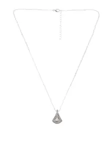 ANIKAS CREATION Silver-Plated White AD-Studded Light Weight Pendant With Chain