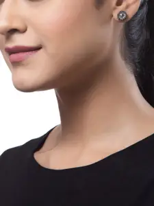 Shining Diva Fashion Set Of 5 Black  Silver-Toned Classic Studs