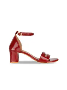 SHUZ TOUCH Women Maroon Solid Sandals