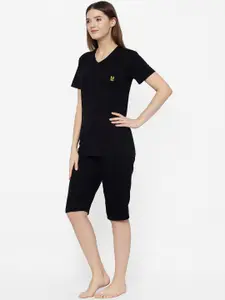 MACK JONNEY Women Black Solid Night suit