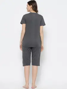 MACK JONNEY Women Grey Solid Night suit