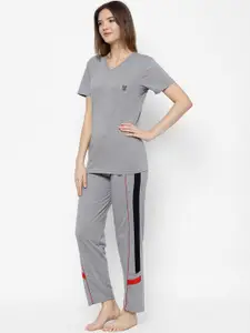 MACK JONNEY Women Grey Solid Night suit
