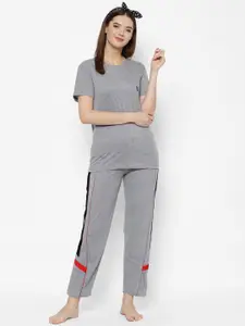 MACK JONNEY Women Grey Solid Night suit