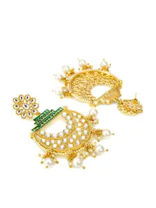 aadita Green & Gold-Toned Contemporary Chandbali