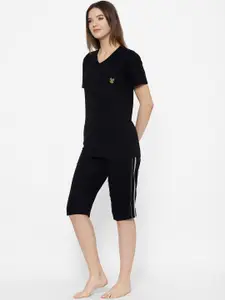 MACK JONNEY Women Black Solid Night Suit