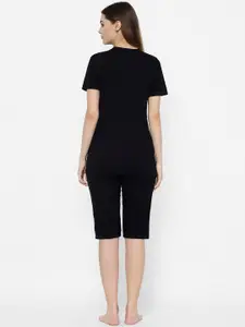 MACK JONNEY Women Black Solid Night suit