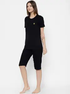 MACK JONNEY Women Black Solid Night suit