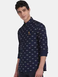 U.S. Polo Assn. Men Blue Regular Fit Printed Cotton Casual Shirt