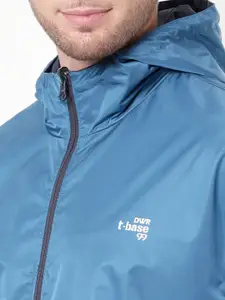 t-base Men Navy Blue & Red Solid Waterproof Reversible Rain Jacket