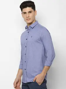 Allen Solly Men Blue & White Pure Cotton Slim Fit Printed Casual Shirt
