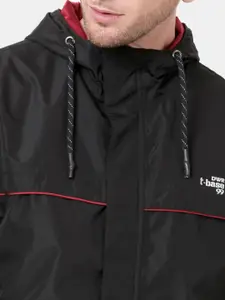t-base Men Black & Red Solid Waterproof Reversible Rain Jacket