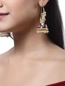 Shining Diva Black & Gold-Toned Dome Shaped Jhumkas