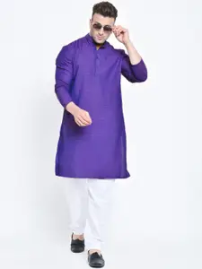 Hangup Men Purple & Blue Solid Dual Tone Kurta