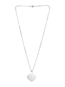 Yellow Chimes Woman Silver-toned Stainless Steel Love Heart Chain Pendant With Chain