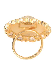 Saraf RS Jewellery Gold-Plated White AD & CZ-Studded Handcrafted Adjustable Finger Ring