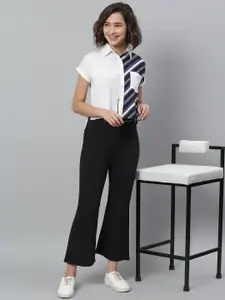 KASSUALLY Women White Boxy Solid Casual Shirt