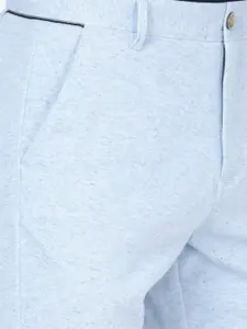 t-base Men Blue Self Design Slim Fit Regular Shorts