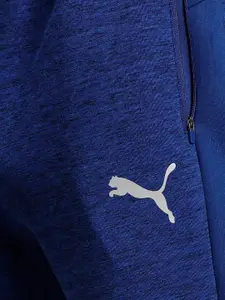 Puma Men Blue Melange Effect EVOSTRIPE Slim-Fit Track Pants