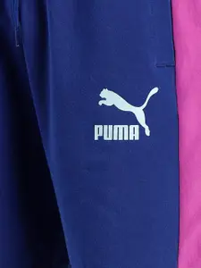 Puma Men Blue Solid Regular Fit Cotton Sports Shorts