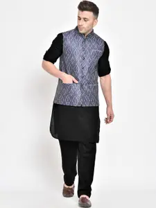 Hangup Men Black Regular Pure Cotton Kurta with Pyjamas