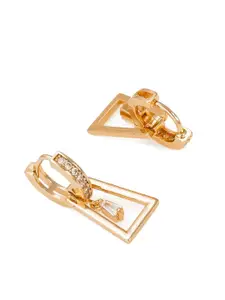aadita Gold & Silver Toned Geometric Drop Earrings