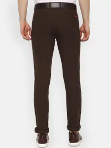 Van Heusen Sport Men Brown Slim Fit Checked Regular Trousers