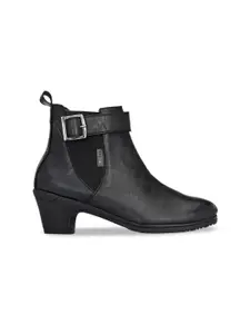 El Paso Women Black Mid Top Flat Boots