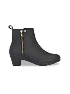 El Paso Women Black Solid Casual Flat Boots