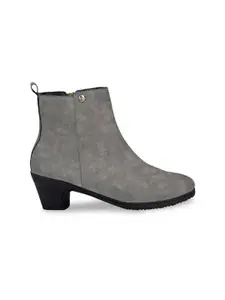 El Paso Women Grey Solid Heeled Boots