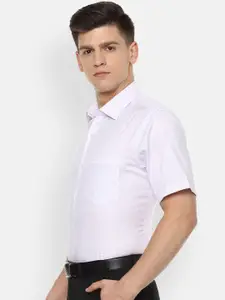 Van Heusen Men White & Purple Pure Cotton Regular Fit Checked Formal Shirt