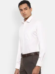 Van Heusen Men White Pure Cotton Regular Fit Self Striped Formal Shirt