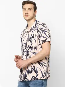 Celio Men Peach-Coloured Regular Fit Printed Casual Shirt