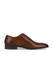 Louis Philippe Men Brown Solid Leather Formal Brogues