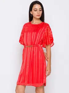 Globus Women Red Striped A-Line Dress