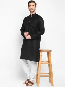 Hangup Men Black Solid Kurta