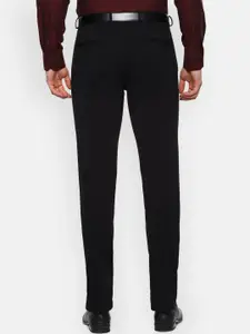 Van Heusen Men Black Slim Fit Solid Formal Trousers