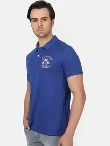Monte Carlo Men Blue Solid Polo Collar T-shirt