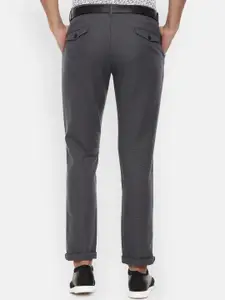 Louis Philippe Sport Men Grey Slim Fit Self Design Regular Trousers