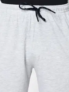Octave Men Grey Melange Solid Cotton Track Pants