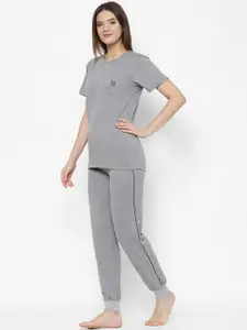 MACK JONNEY Women Grey Solid Night suit
