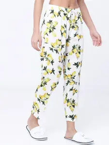 Tokyo Talkies Women White & Yellow Floral Printed Night suit